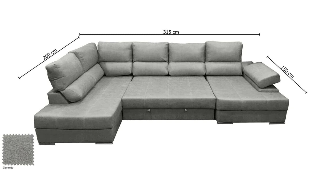 Mega Sofa Cama Chaise Longue Rinconera 315x200cm