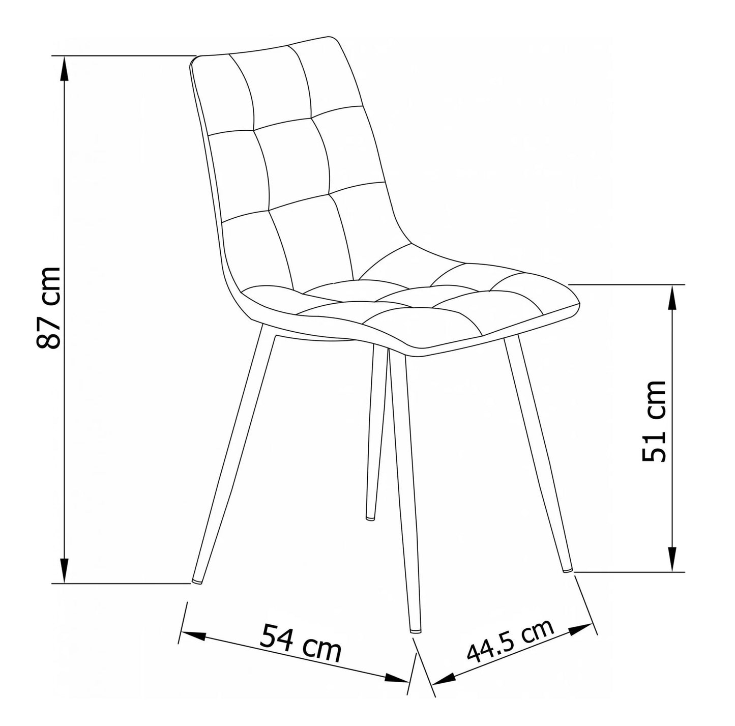 Silla de Comedor en Terciopelo/metal
