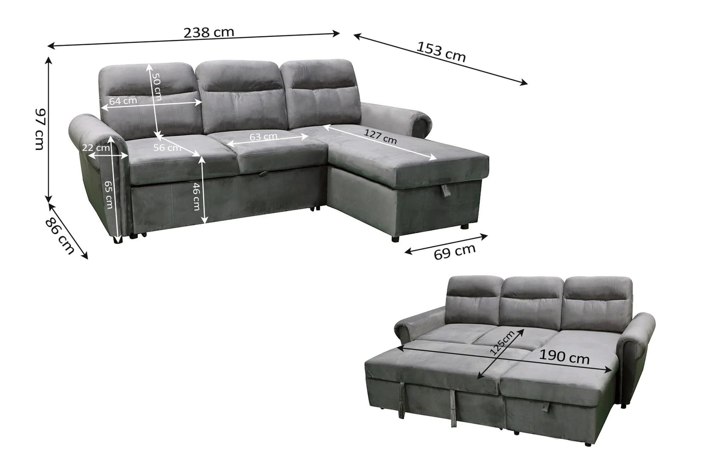 Sofa Cama Chaise Longue Denver