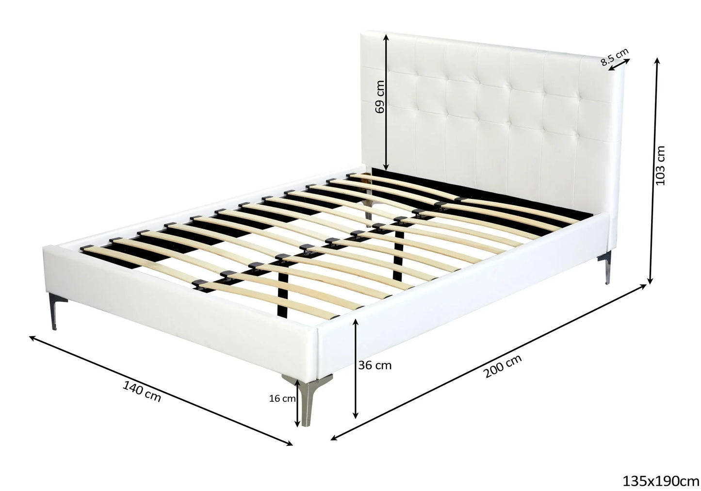 Cama de Matrimonio con Cabecero y Somier 135cm