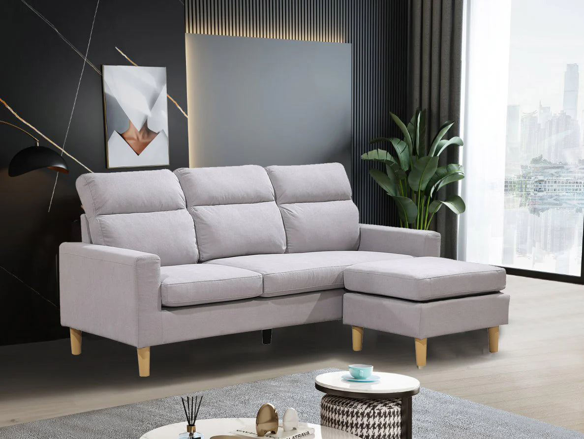 Sofa Agora + Puff Convertible en Chaise Longue 196cm