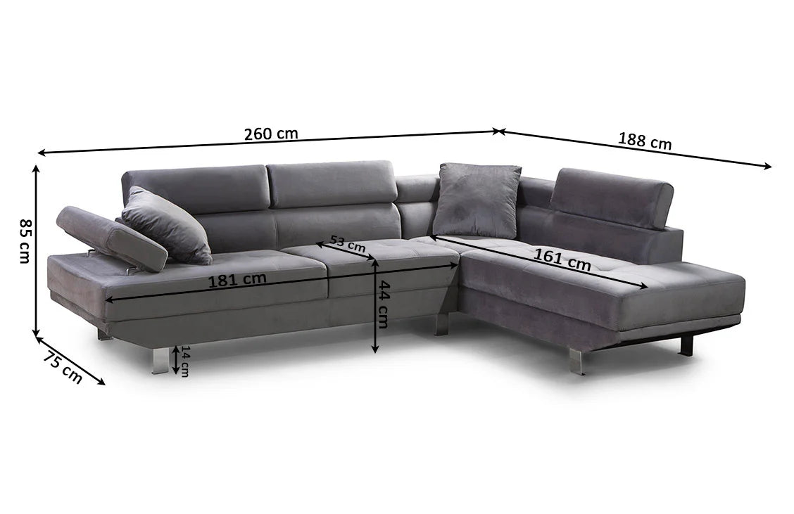 Sofa Rinconera Chaise Longue Daniela 260x188cm