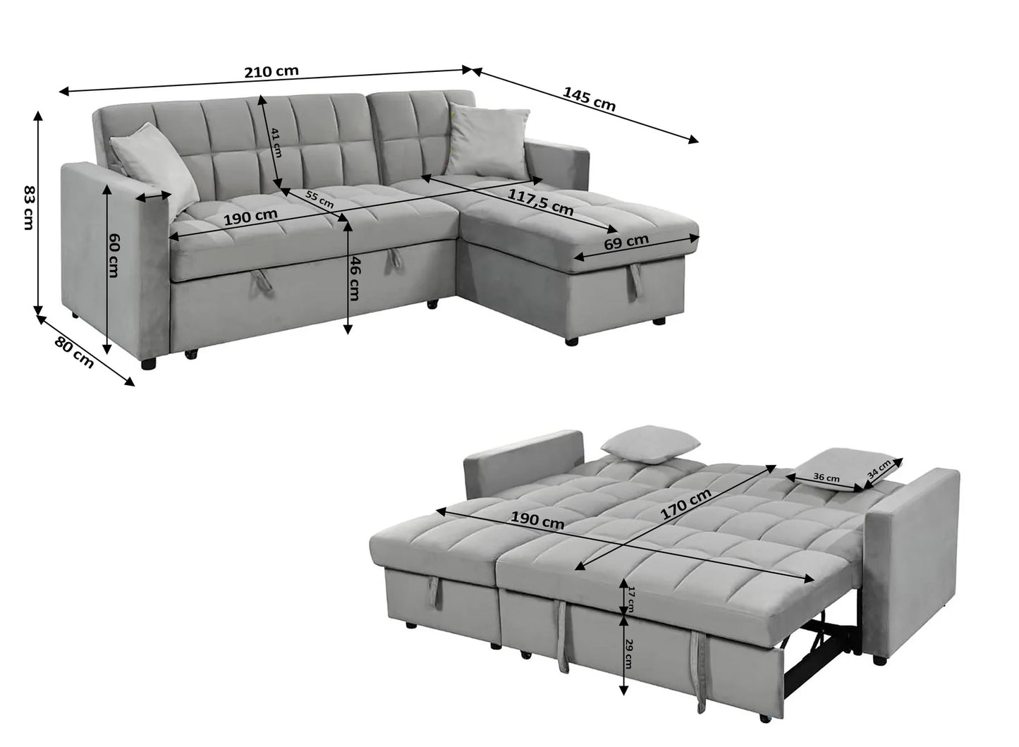 Sofa Cama Kris 210cm