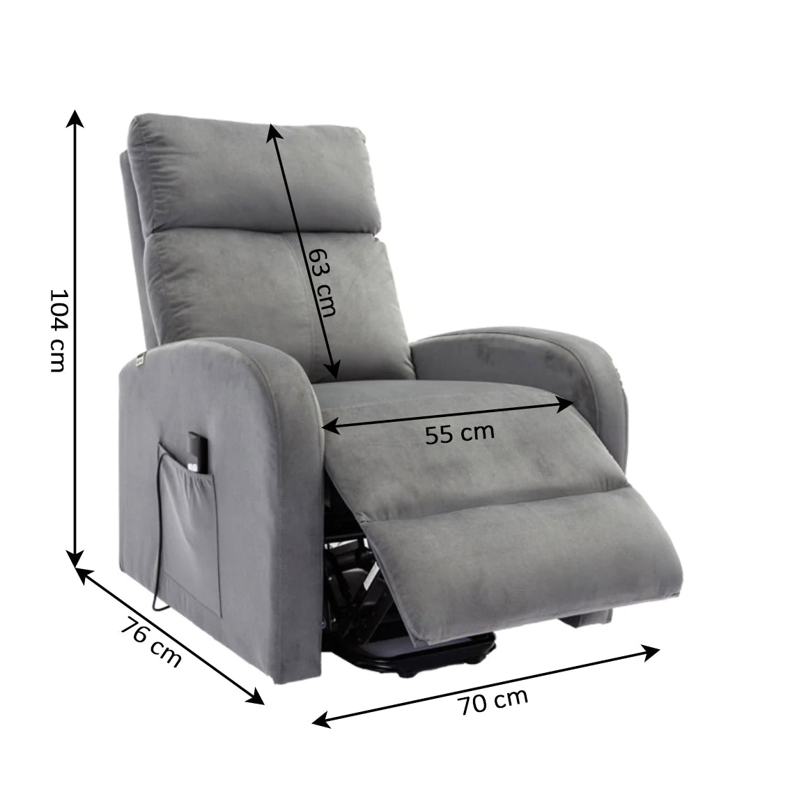 Sillon Reclinable Manual Irene 1 Plaza Gris