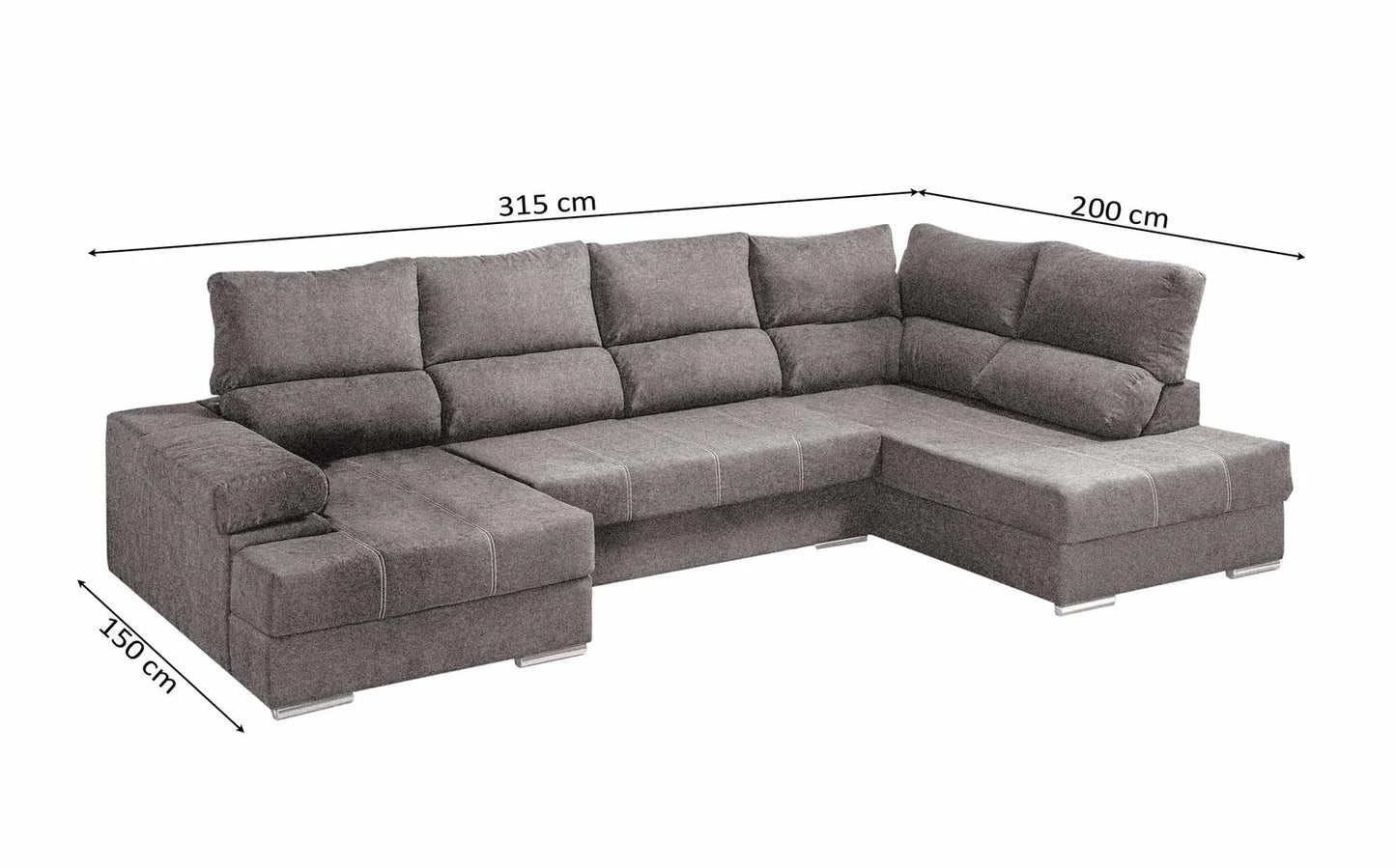 Mega Sofa Cama Chaise Longue Rinconera 315x200cm