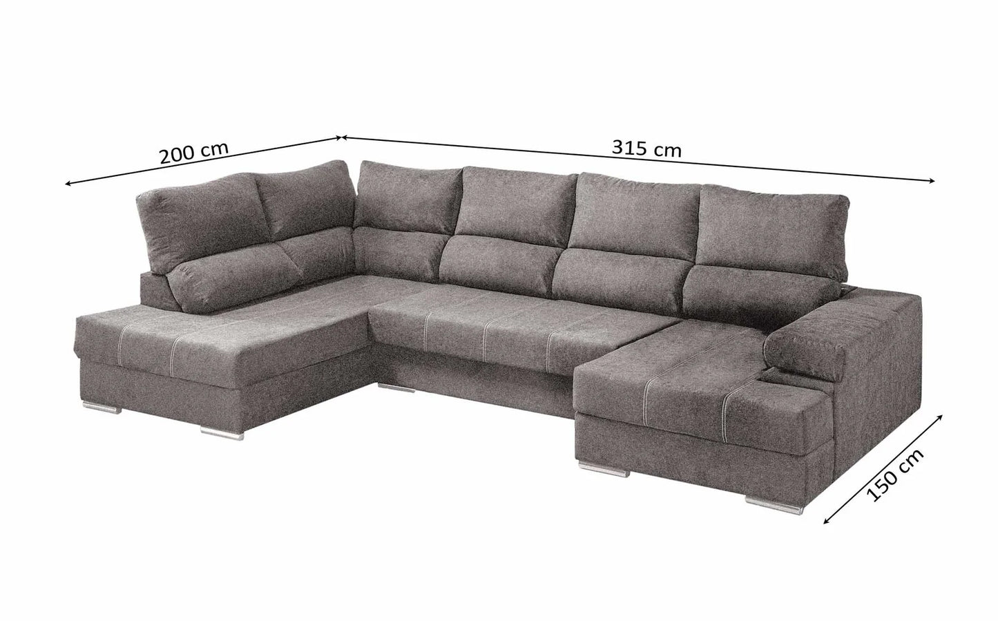 Mega Sofa Cama Chaise Longue Rinconera 315x200cm