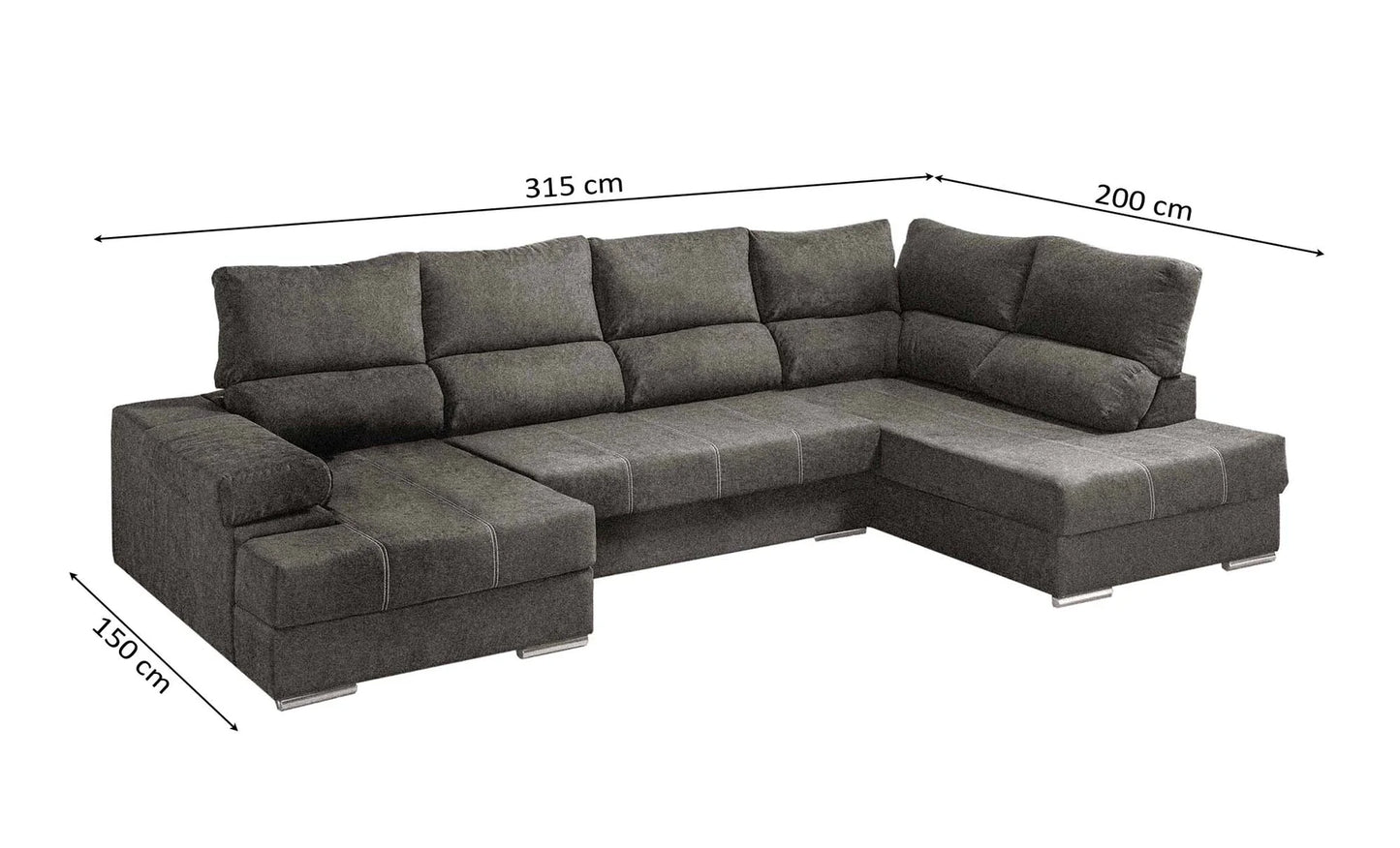 Mega Sofa Cama Chaise Longue Rinconera 315x200cm