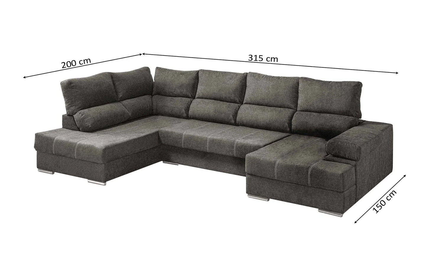 Mega Sofa Cama Chaise Longue Rinconera 315x200cm