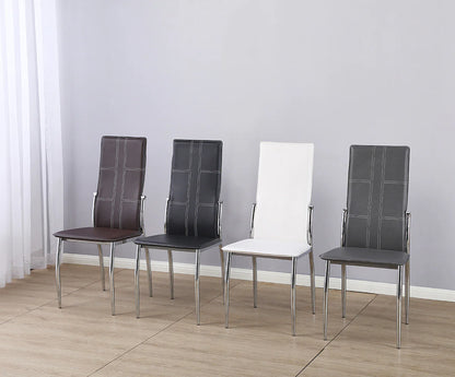 Mesa de Cristal Templado + 6 Sillas en Polipiel/Metal