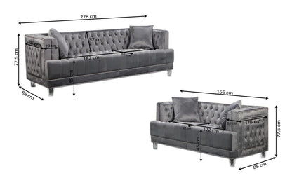 Conjunto de Sofas 3+2 Plazas 228(166)x88 cm Inok. Estilo Chester