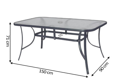 Mesa de Cristal Templado + 6 Sillas. Muebles de Jardin y Terraza